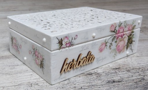 Zdjęcie oferty: Herbaciarka pudełko na herbatę Shabby chic WZORY