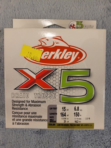 Zdjęcie oferty: Plecionka Berkley X5 Braid Tresse 0,14mm, 150 m