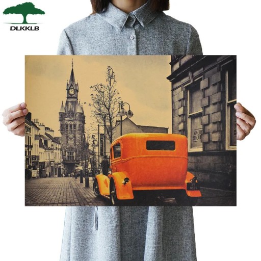 Zdjęcie oferty: B. DUŻY piękny plakat vintage SAMOCHÓD miasto