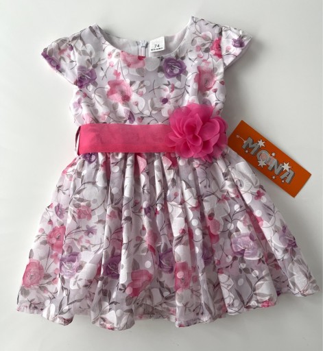 Zdjęcie oferty: Elegancka sukienka dziewczynka kwiaty różowa 74