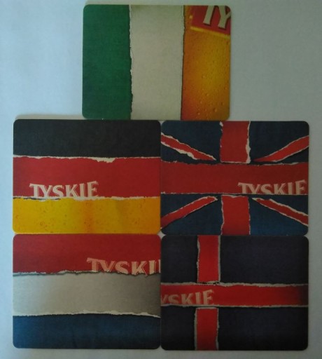 Zdjęcie oferty: Podkładki do piwa Tyskie s. flagi, KOMPLET, IDEAŁ