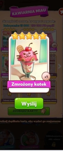 Zdjęcie oferty: Zmrożony kotek KARTA COIN MASTER 