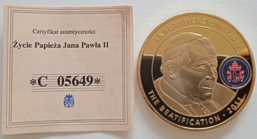 Zdjęcie oferty: Moneta pozłacana Życie Papieża Jana Pawła II