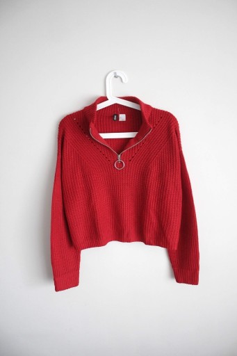 Zdjęcie oferty: Krótki czerwony sweter oversize H&M z suwakiem S M