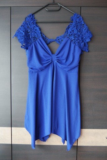 Zdjęcie oferty: tunika sukienka kobaltowa z koronkową górą r XL 