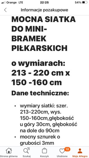 Zdjęcie oferty: Siatka do bramki pilkarskiej