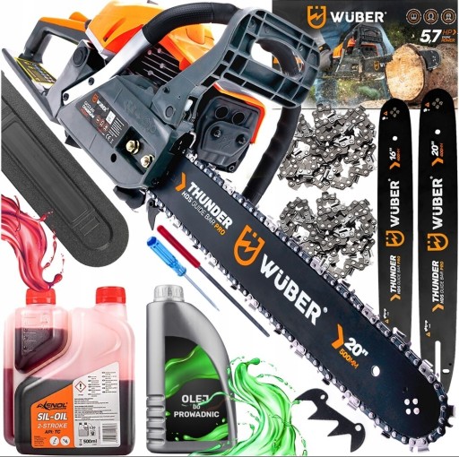 Zdjęcie oferty: PIŁA SPALINOWA PILARKA DO DREWNA ŁAŃCUCHOWA 5,7KM +2 PROWAD +OLEJ +2x ŁAŃC.