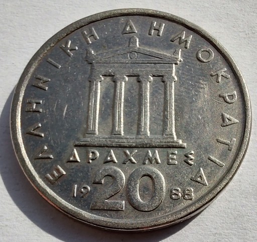 Zdjęcie oferty: GRECJA 20 Drachma 1988 ŁADNA