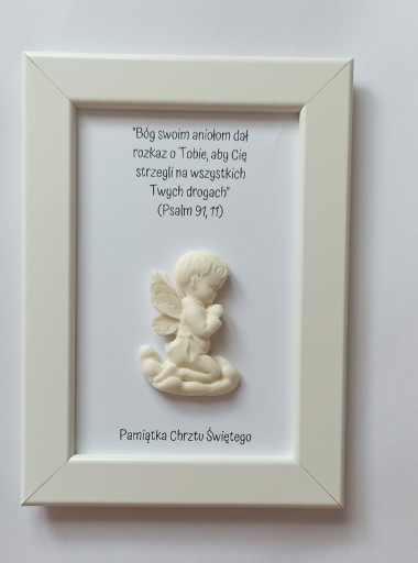Zdjęcie oferty: Ramka z aniołem i modlitwą dla chłopca, chrzest 
