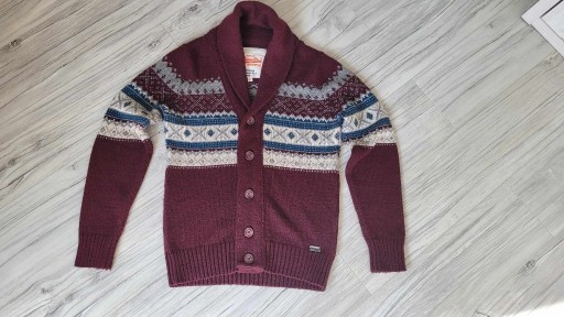 Zdjęcie oferty: Superdry sweter zapinany z wełną norweski wzór L