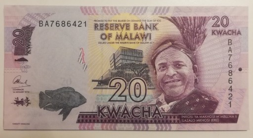 Zdjęcie oferty: Malawi - 20 Kwacha - 2016 - St.UNC