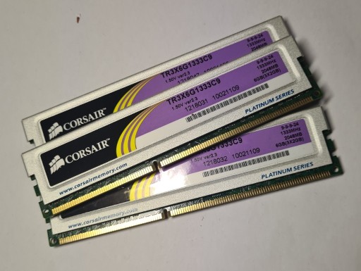 Zdjęcie oferty: Pamięć RAM Corsair DDR3 6GB (3x2GB) 1333MHz CL9