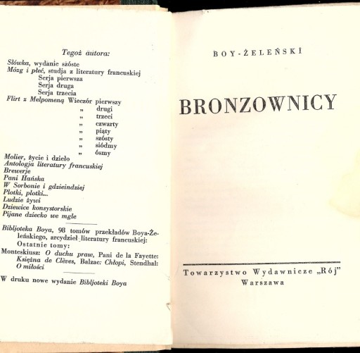 Zdjęcie oferty: Bronzownicy - T. Boy-Żeleński 1930