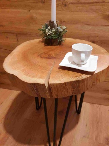 Zdjęcie oferty: Stolik kawowy loft Plaster drewna Dąb 45 cm.