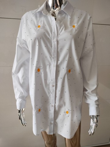Zdjęcie oferty: Koszula damska oversize biała w kwiatuszki S