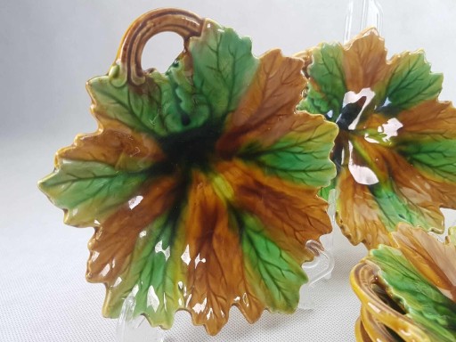 Zdjęcie oferty: Villeroy & Boch  – 6 talerzyków majolika liść winorośli, ok. 1890–1905