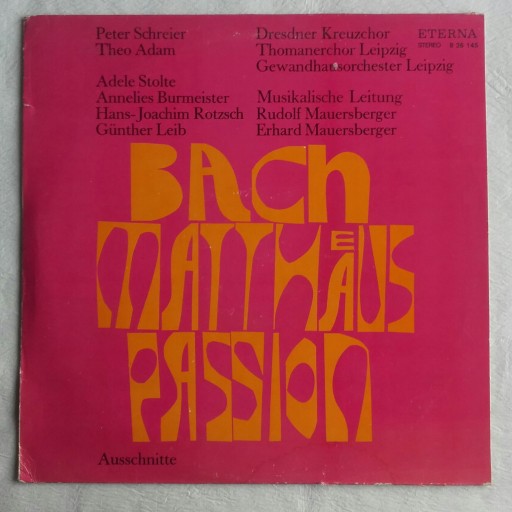 Zdjęcie oferty: j. S. Bach, Pasja wg. św. Mateusza BWV 244, winyl 1974 r.