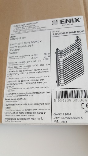 Zdjęcie oferty: Grzejnik łazienkowy biały Enix Aster 500 x 1216 mm