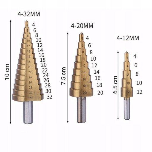 Zdjęcie oferty: WIERTŁA STOŻKOWE STOPNIOWE 4-32MM ZESTAW WIERTŁO H