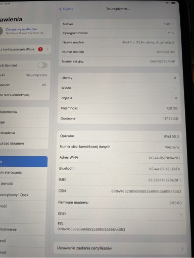 Zdjęcie oferty: Ipad Pro 128GB 4 gen (2020) my3c2fd/a