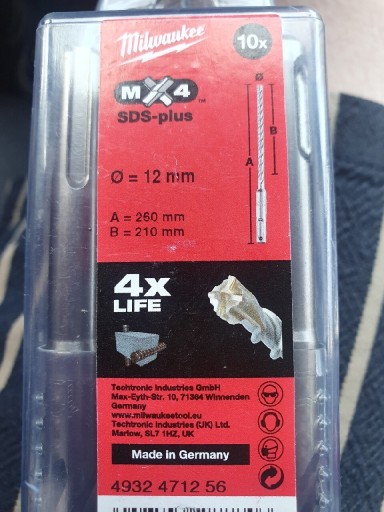 Zdjęcie oferty: Wiertła do betonu SDS MX4 Milwaukee 12x 210/260 mm