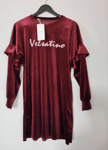 Zdjęcie oferty: Sukienka damska czerwona z weluru z długim rękawem L/XL