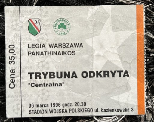 Zdjęcie oferty: Bilet kolekcjonerski Legia - Panathinaikos