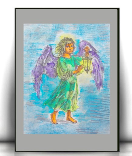 Zdjęcie oferty: anioł stróż obrazek A4, retro plakat z aniołkiem