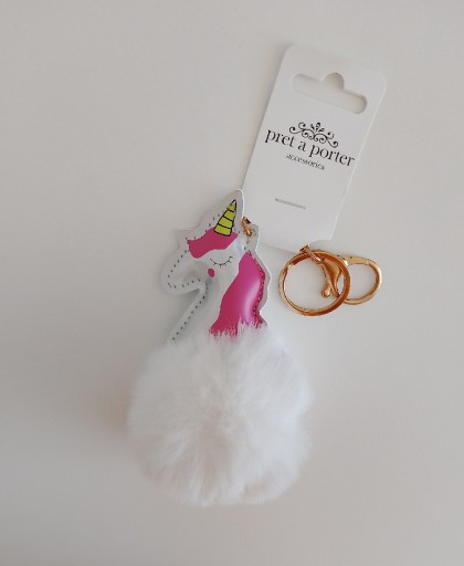 Zdjęcie oferty: Brelok unicorn do kluczy torebki jednorożec pompon