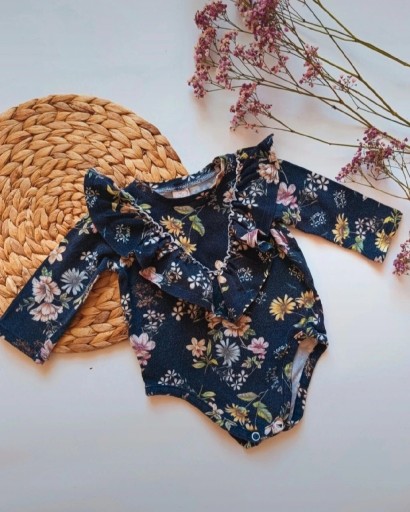 Zdjęcie oferty: Body Haydi czarne 68 floral kwiaty kwiatki falbanka