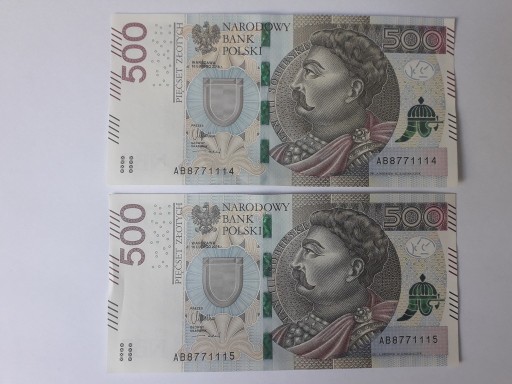 Zdjęcie oferty: Banknoty 500 pln x 2