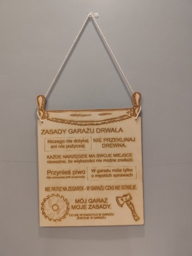 Zdjęcie oferty: Tabliczka zasady garażu stolarskiego 