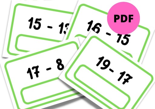 Zdjęcie oferty: PDF Karty edukacyjne 209 szt odejmowanie do 20