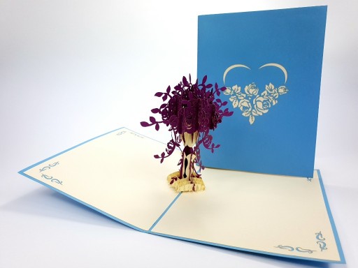 Zdjęcie oferty: Kartki3D Piękny bukiet fioletowych kwiatów w wazon