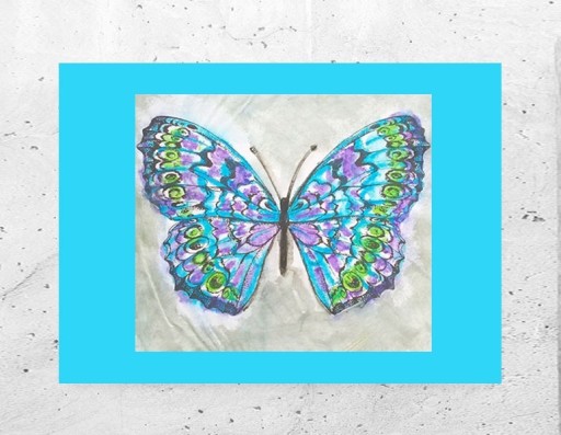 Zdjęcie oferty: retro plakat z motylkiem, motyl obrazek niebieski