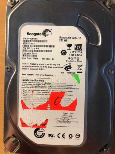 Zdjęcie oferty: Dysk HDD seagate 250gb