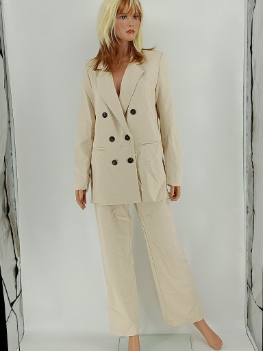 Zdjęcie oferty: Garnitur damski beżowy spodnie marynarka roz XL