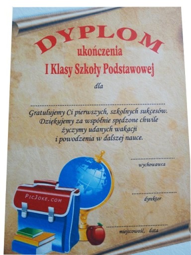 Zdjęcie oferty: dyplom - ukończenie I klasy