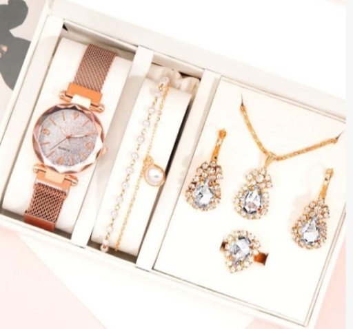 Zdjęcie oferty: Zegarek Rose Gold na bransolecie + biżuteria
