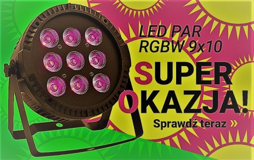 Zdjęcie oferty: REFLEKTOR PAR LED 9x10W RGBW 4 IN 1 DMX STROBO 