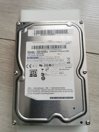 Zdjęcie oferty: Dysk Twardy 1TB Samsung HD103SJ 1000GB/7200/32MB