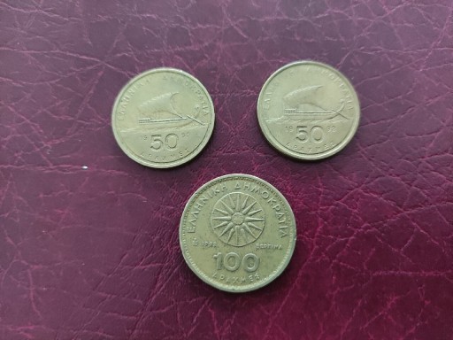Zdjęcie oferty: Grecja 50 drachm 1990, 1992 + 100 drachm 1992