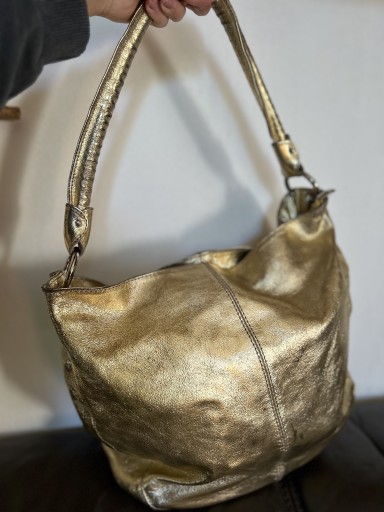 Zdjęcie oferty: Złota, włoska, skórzana torba 