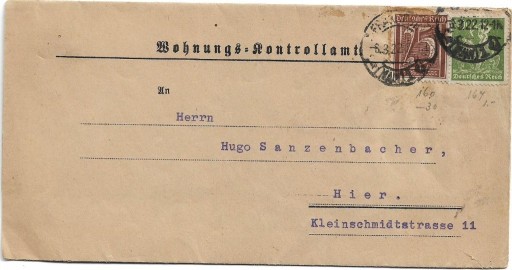 Zdjęcie oferty: Niemcy Wohnungs-Kontrollamt Frankfurt/M 1922