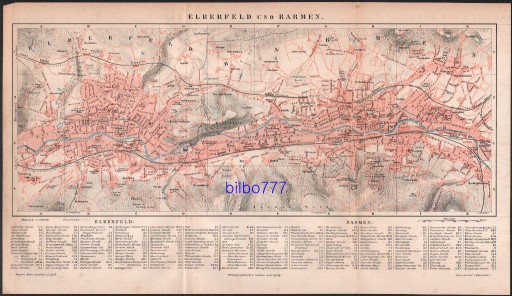 Zdjęcie oferty: ELBERFELD UND BARMEN stary plan miasta z 1888 roku