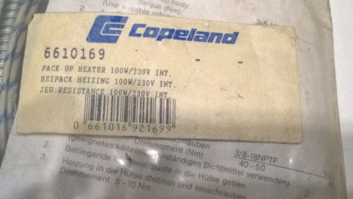 Zdjęcie oferty: GRZAŁKA COPELAND 6610169 100W 230V