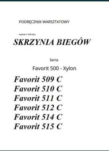 Zdjęcie oferty: Instrukcja Napraw FENDT Favorit 509C, 510C 511C PL