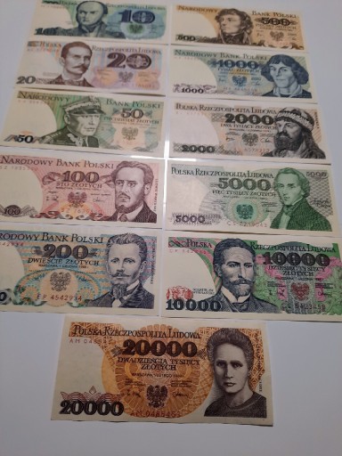 Zdjęcie oferty: 6#N 11 BANKNOTÓW PRL UNC OD 10  DO 20.000 TYSIĘCY 