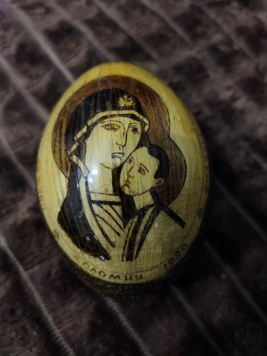 Zdjęcie oferty: Rosyjska Ikona drewniane jajko pisanka Maryja 