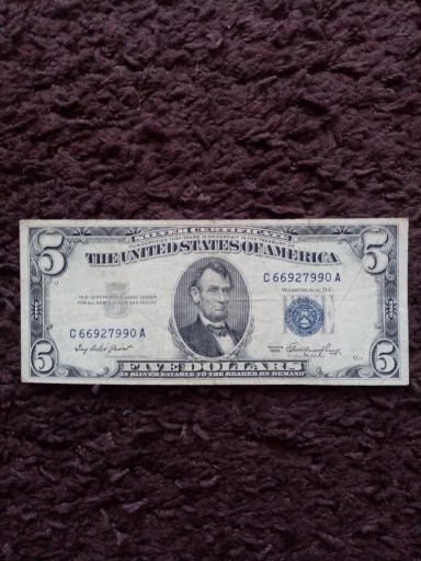 Zdjęcie oferty: 5 Dolarów 1953 rok - niebieska pieczęć 